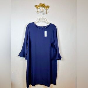 Ann Taylor Navy Midi Dress with Ruffle Sleeves